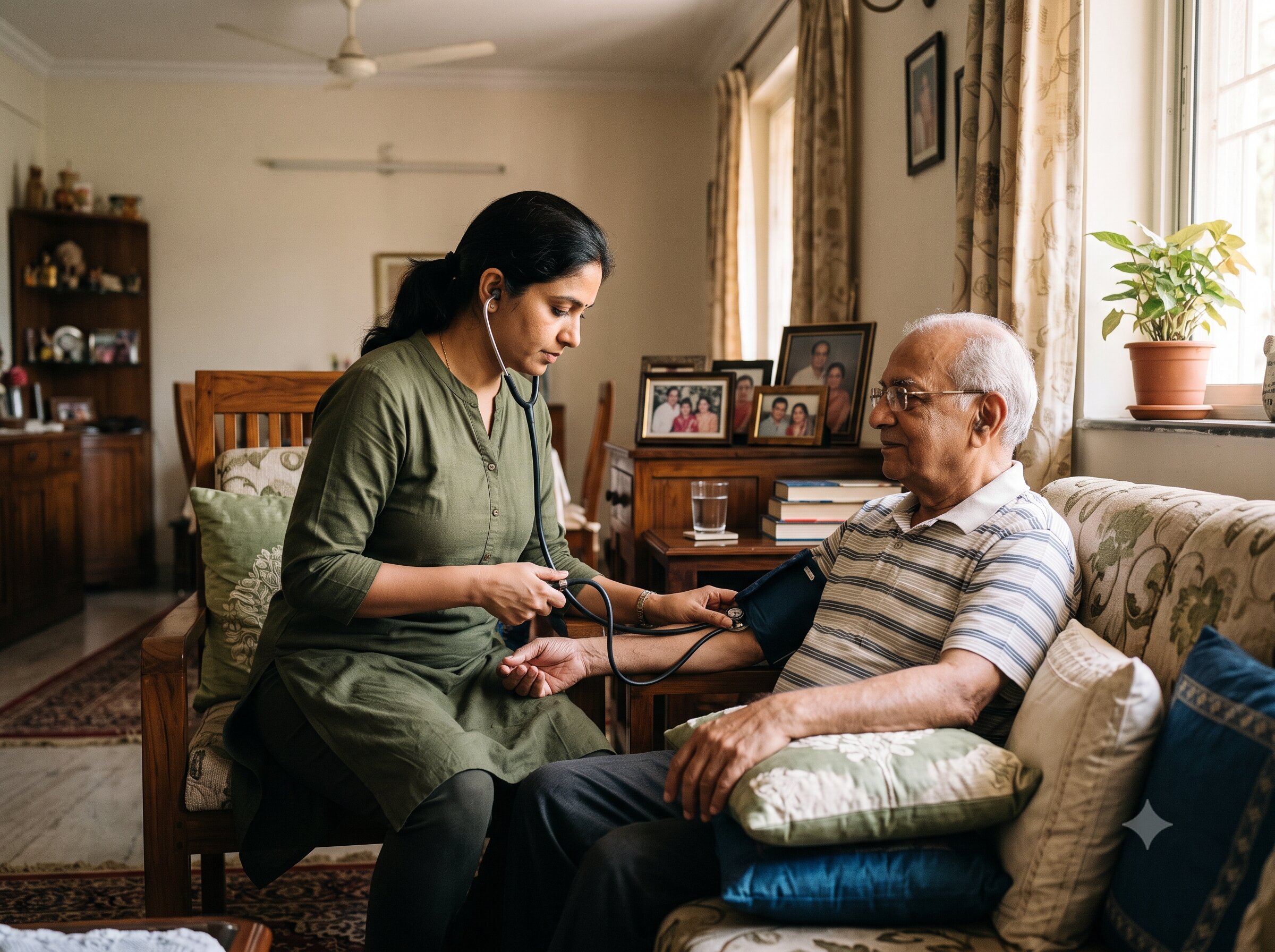 A caregiver assisting a resident, representing home health care at Novara Senior Living
