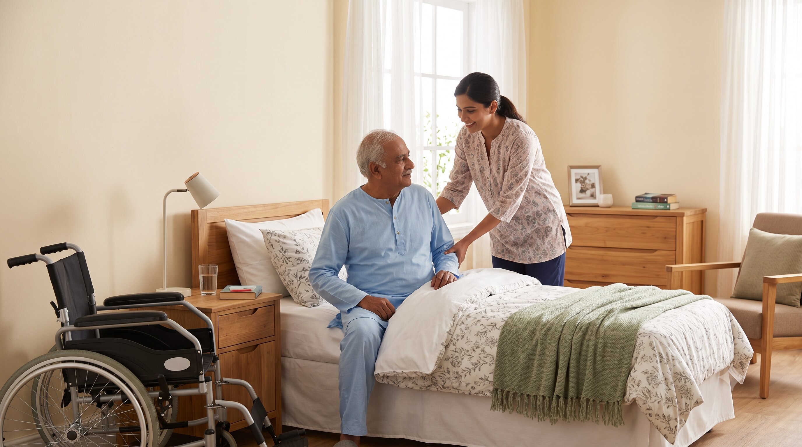 A caregiver providing transition care at Novara Senior Living